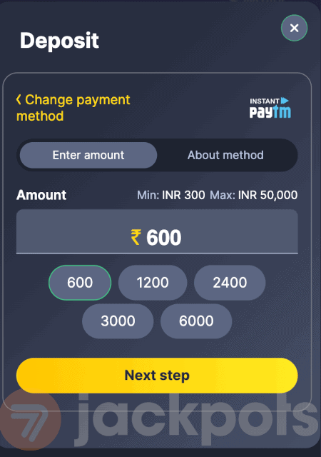 screenshot how to deposit step 4