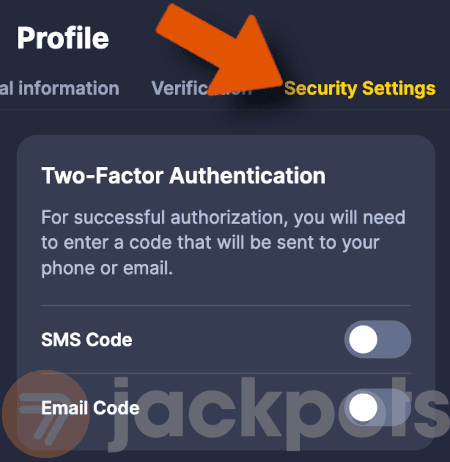 screenshot two-factor authentication page